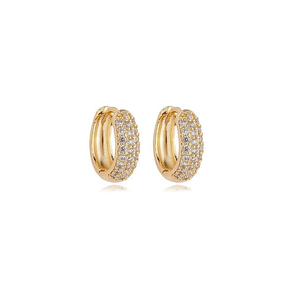 Brinco argolinha zircônia ouro semijoia E200921