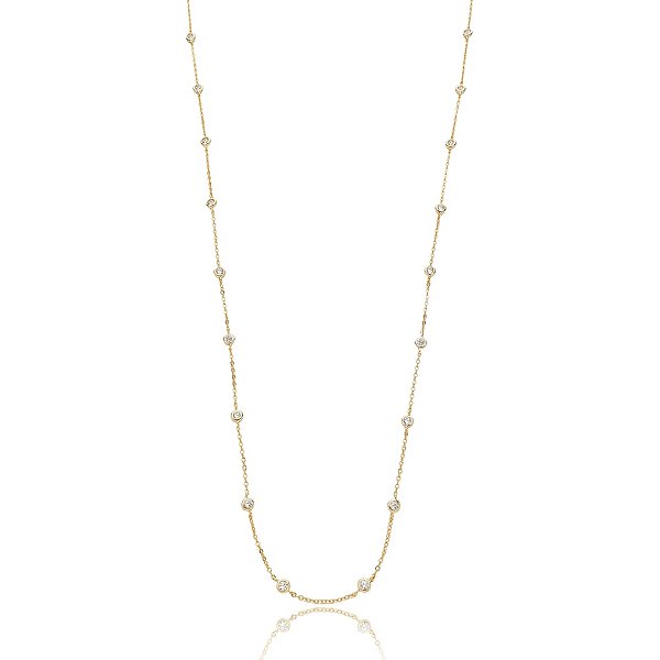 Colar longo cristais ouro semijoia XL-25
