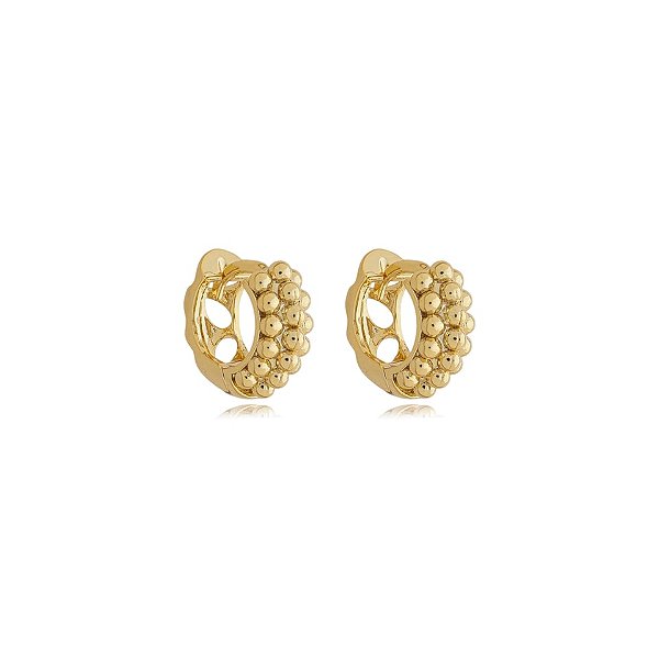 Brinco argolinha p esferas ouro semijoia E211018