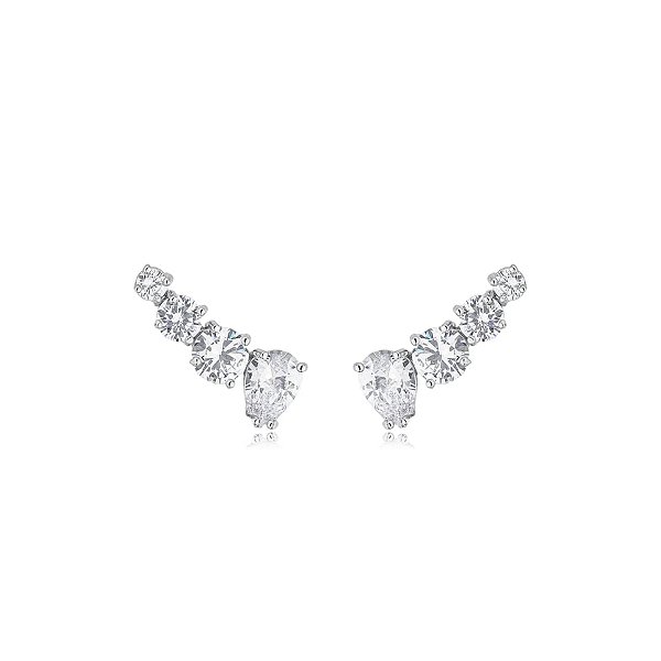 Brinco ear cuff zircônia ródio semijoia E188813