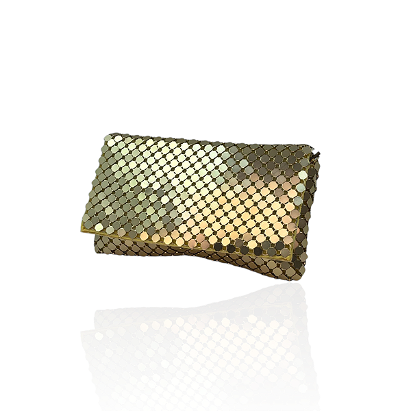 Bolsa carteira retangular malha dourado JX-1706