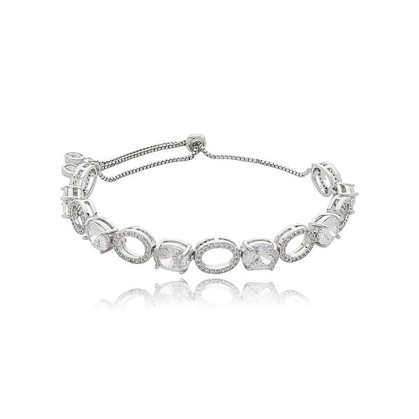 Pulseira gravatinha zircônia ródio semijoia SL200155
