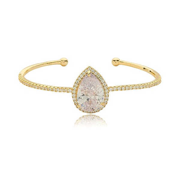 Bracelete gota zircônia cristal ouro semijoia 855