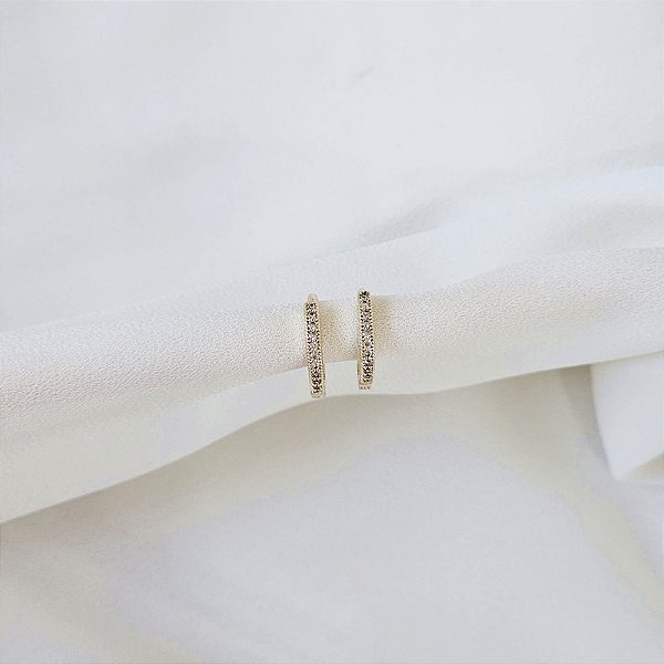 Brinco argolinha zircônia ouro semijoia 16k08014