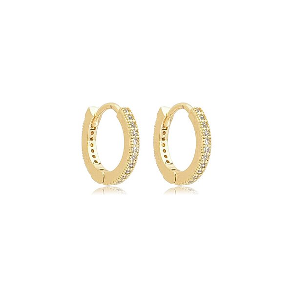 Brinco argolinha zircônia ouro semijoia 16k08014