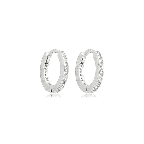 Brinco argolinha zircônia ródio semijoia 16k08014