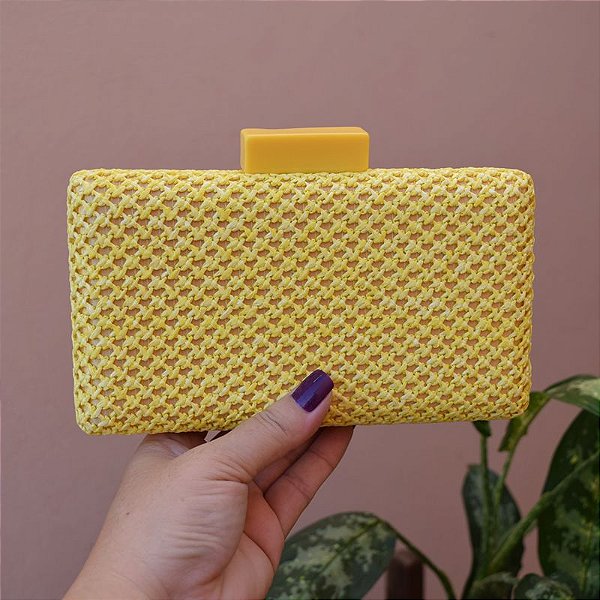 Clutch retangular palha amarelo S-169