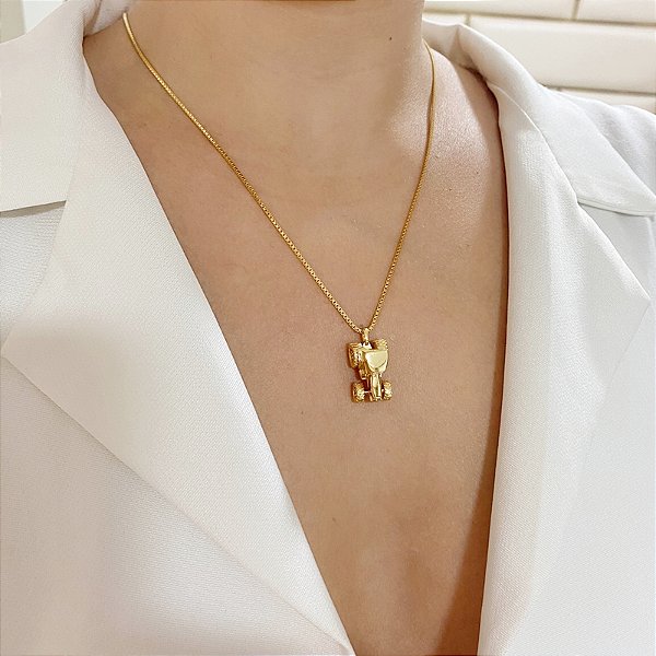 Colar trator ouro semijoia