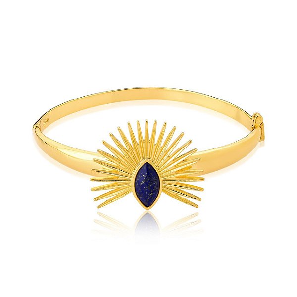 Bracelete Ayla pedra natural lapis lazuli ouro semijoia