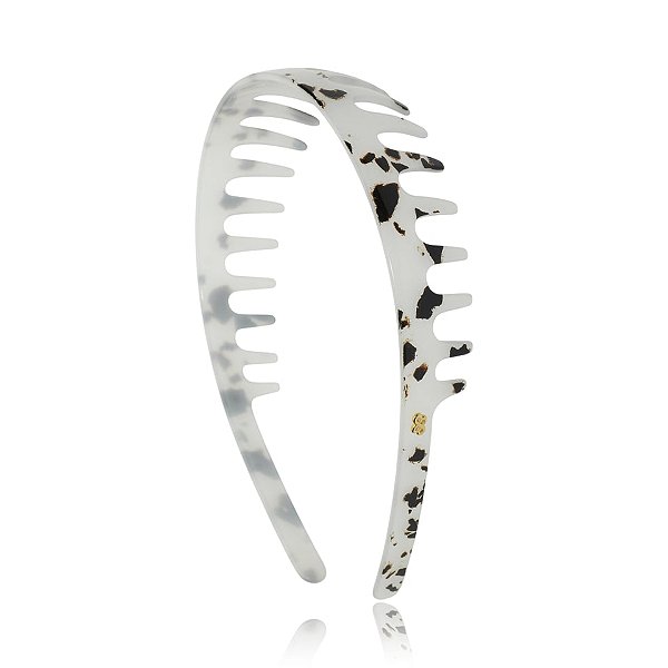Tiara acrílico Bianca madrepérola com animal print 20 155