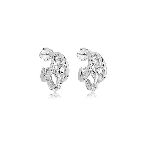 Brinco 3 aros zircônia ródio semijoia BZ18978RD