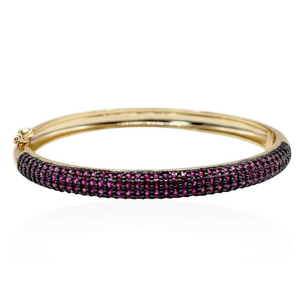 Bracelete zircônia pink ouro semijoia PU 794