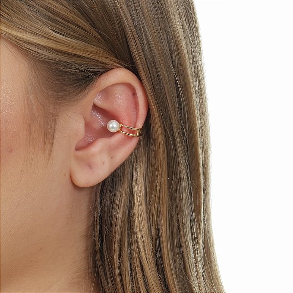 Piercing de encaixe pérola ouro semijoia XD 607