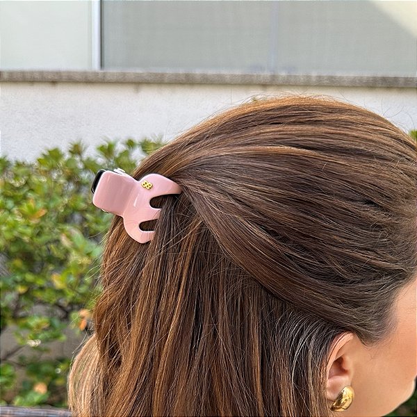 Piranha de cabelo Bianca acrilíco bicolor rosa com preto 05 197