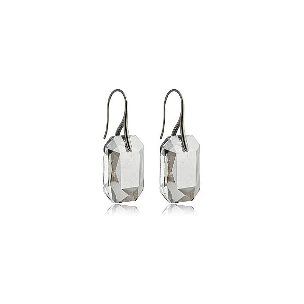 Brinco gancho cristal fumê ródio negro semijoia BA 4032