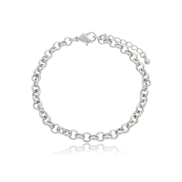 Pulseira corrente elo português ródio semijoia PU 876