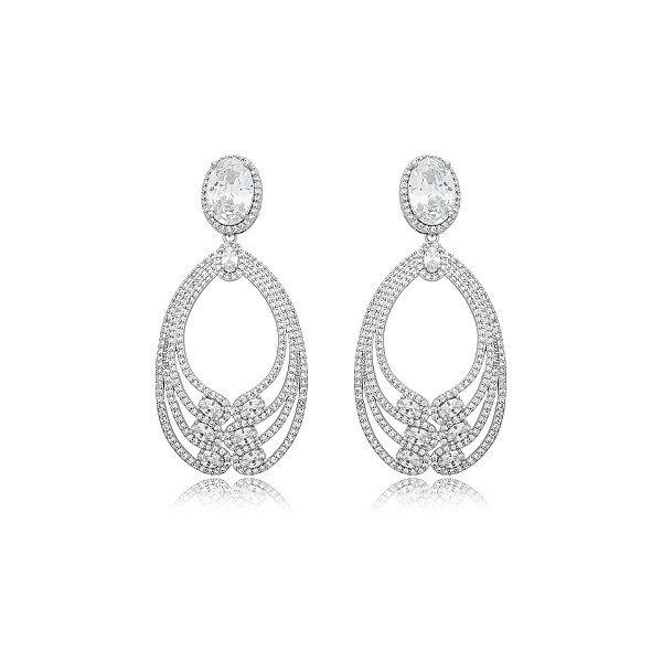 Brinco oval zircônia cristal ródio semijoia BA 4686