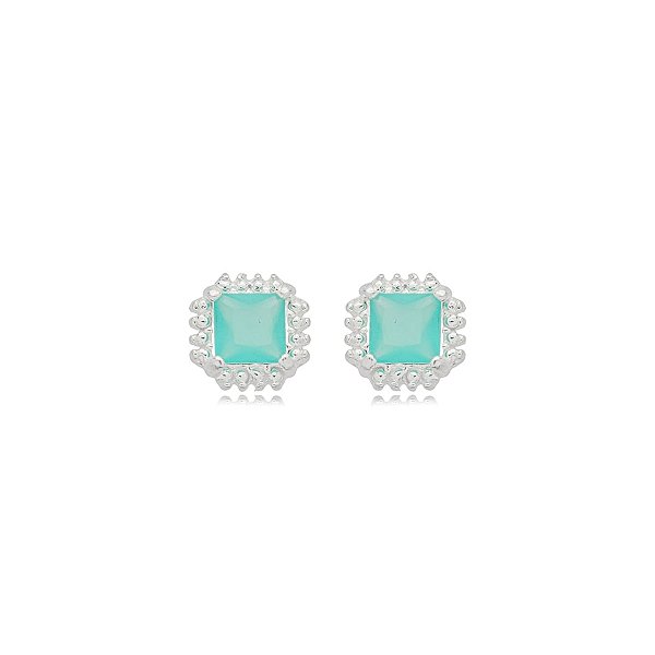 Brinco quadrado aquamarine prata 925 4897105