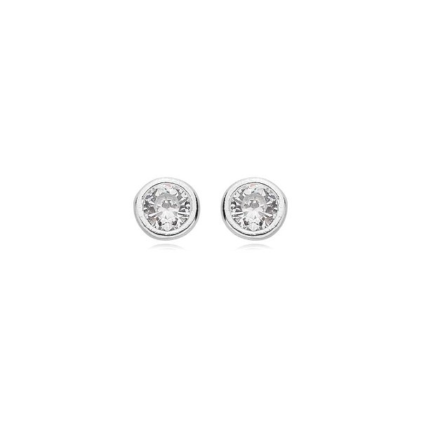 Brinco segundo furo zircônia redonda prata 925 4900405