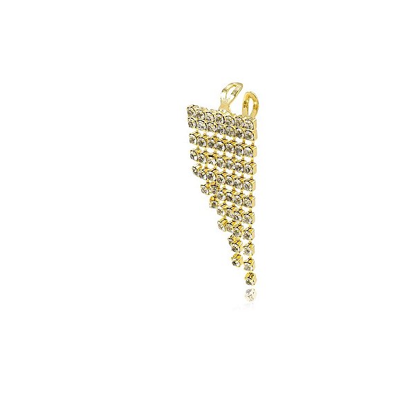 Piercing de encaixe franjas cristais ouro semijoia