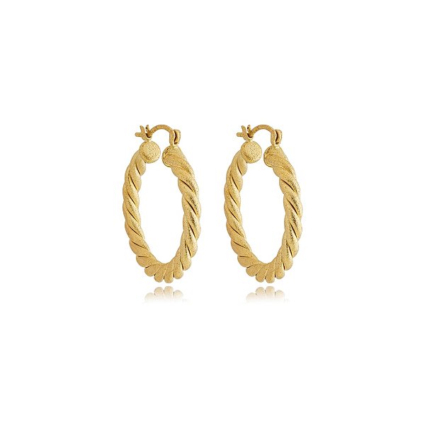 Brinco argola torcida fosca ouro semijoia