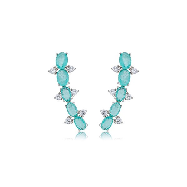 Brinco  ear cuff Elaine Palma pedra fusion turmalina zircônia ródio semijoia