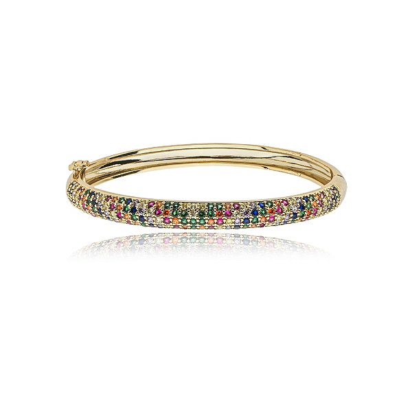 Bracelete zircônia colorida ouro semijoia SZ-210820