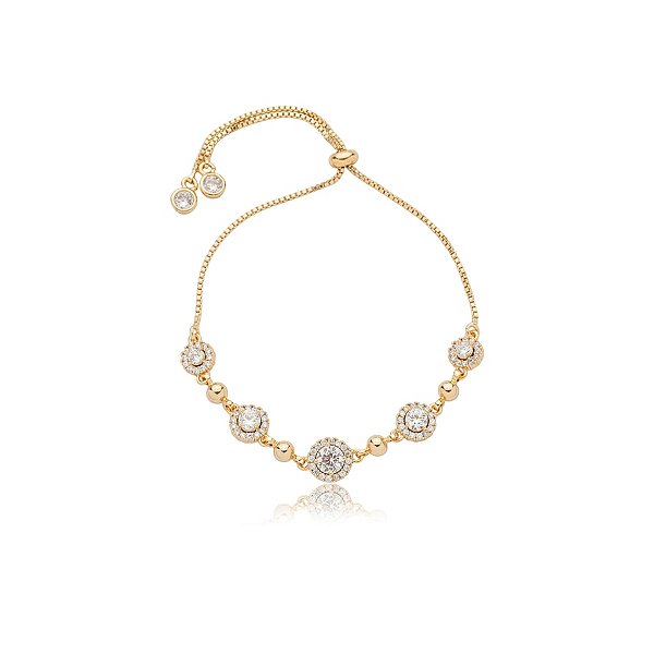 Pulseira gravatinha zircônia cristal ouro semijoia SL-220309