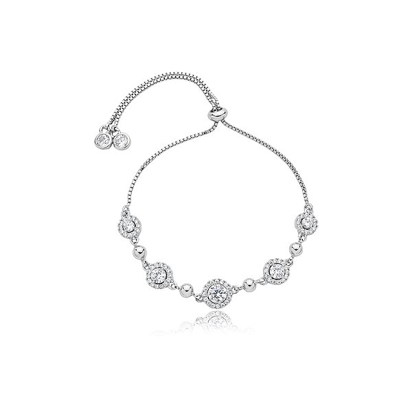 Pulseira gravatinha zircônia cristal ródio semijoia SL-220309