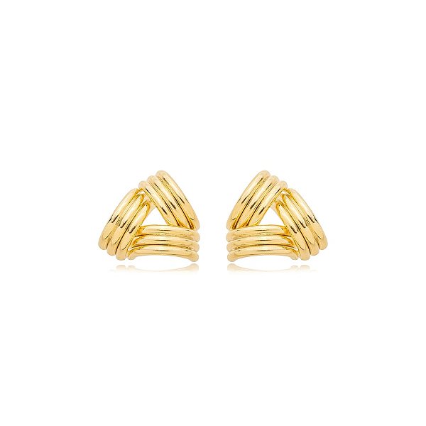Brinco aros triangular ouro semijoia BZ19886AU