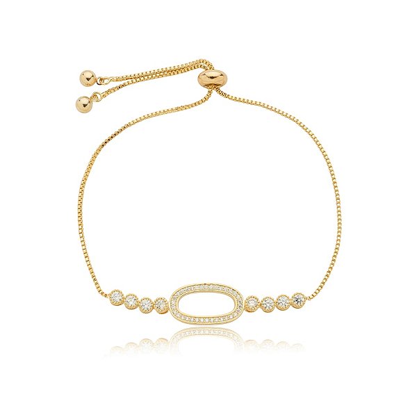 Pulseira gravatinha zircônia cristal ouro semijoia