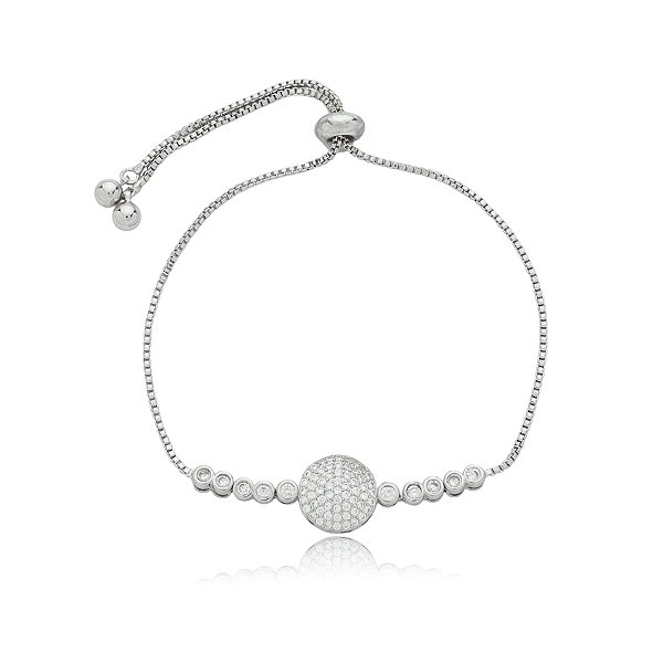 Pulseira gravatinha zircônia cristal ródio semijoia