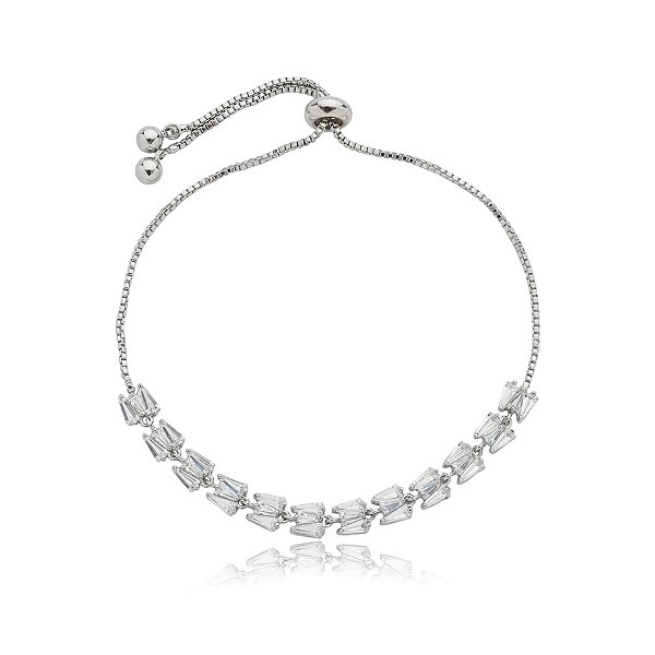 Pulseira gravatinha zircônia baguete cristal ródio semijoia