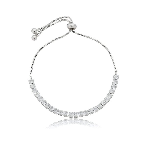 Pulseira gravatinha zircônia cristal ródio semijoia