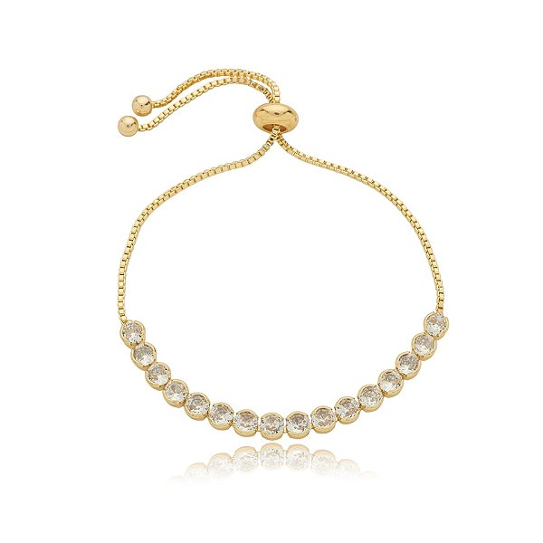 Pulseira gravatinha cristais ouro semijoia