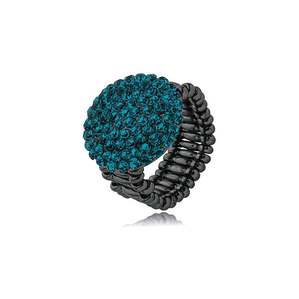 Anel ajustável Leticia Sarabia redondo cristal blue zircon grafite