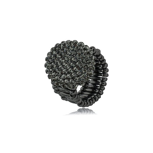 Anel ajustável Leticia Sarabia redondo cristal fumê grafite black diamond