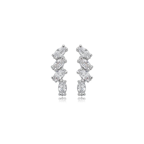 Brinco ear cuff zircônia ródio semijoia