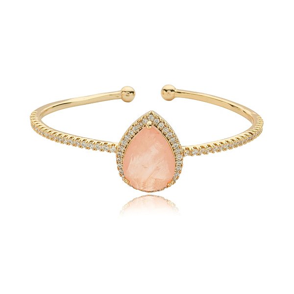 Bracelete gota zircônia cristal fusion morganita ouro semijoia 855
