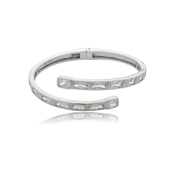 Bracelete cristais retangulares ródio semijoia 22k07006