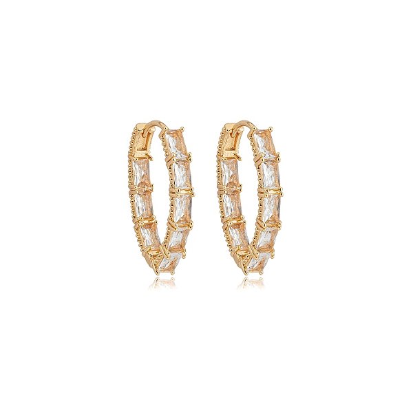 Brinco argolinha v cristais ouro semijoia 22a05033