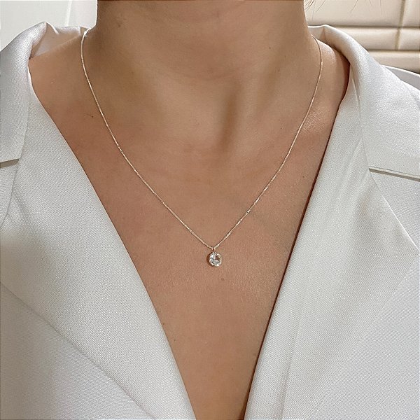 Colar ponto de luz zircônia prata 925