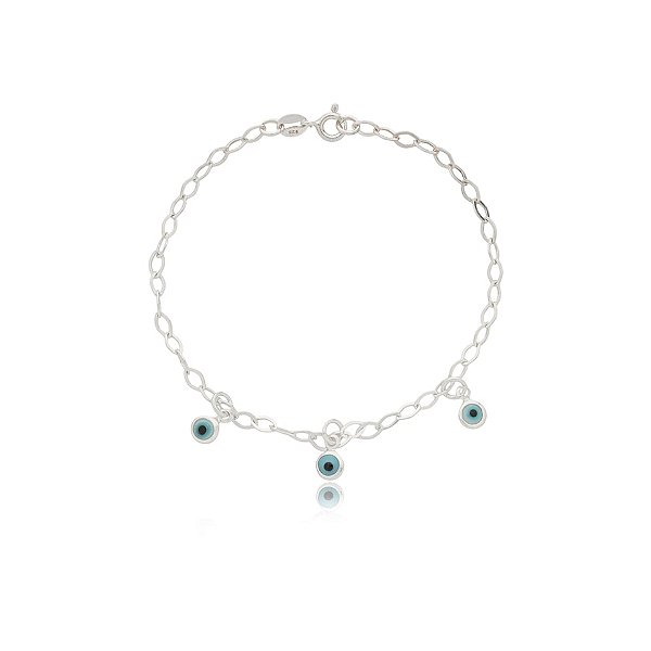 Pulseira penduricalhos olho grego prata 925