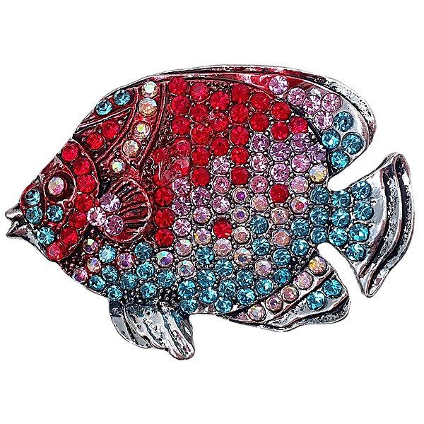 Broche magnético peixe cristais azul