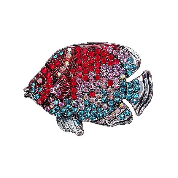 Broche magnético peixe cristais azul