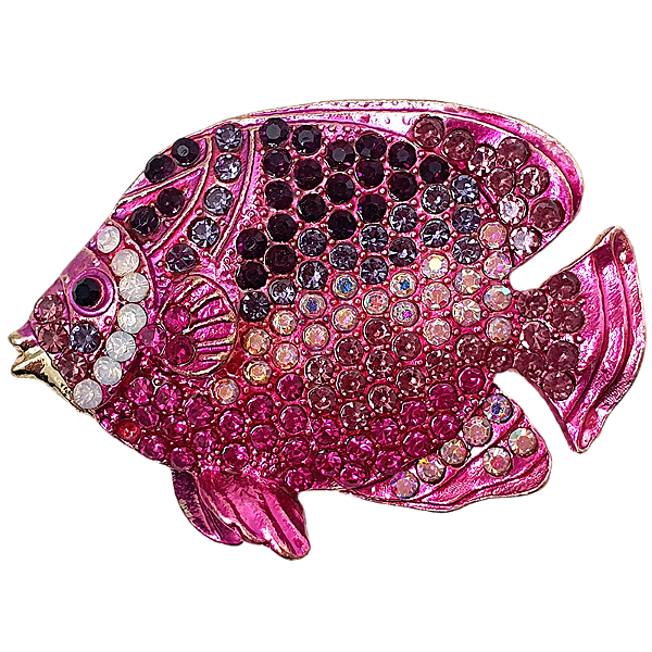 Broche magnético peixe cristais rosa