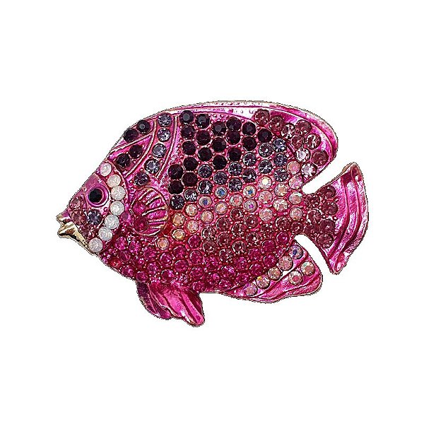 Broche magnético peixe cristais rosa