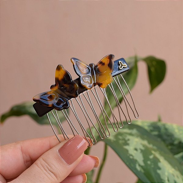 Pente borboletas acetato tartaruga