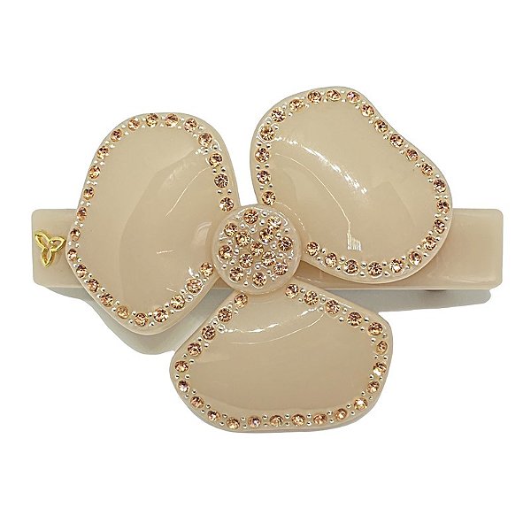 Presilha flor acetato nude com cristais