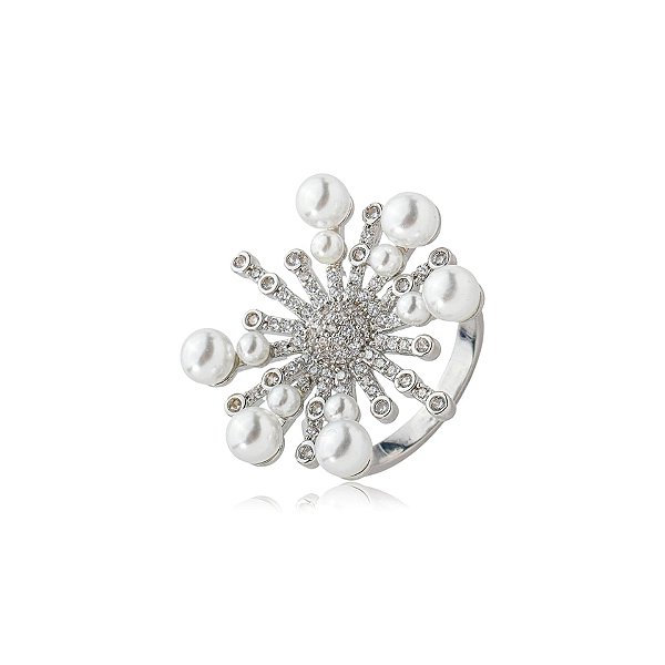 Anel pérolas zircônias ródio semijoia TZ-220415